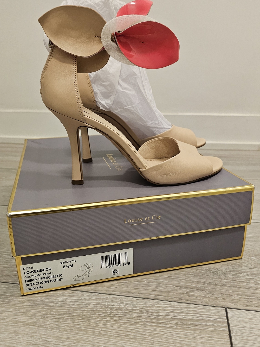 Louise et Cie Nude Open-Toe Stiletto Sandals with Petal Accent